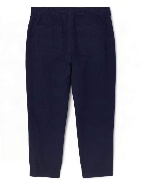 Calça casual feminina de cintura alta Marks & Spencer UK 18 XL W38 L28 azul marinho