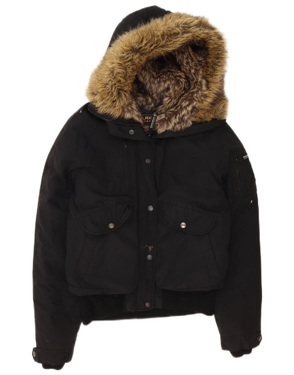 Jaqueta feminina acolchoada com capuz Woolrich UK 14 poliéster preto médio