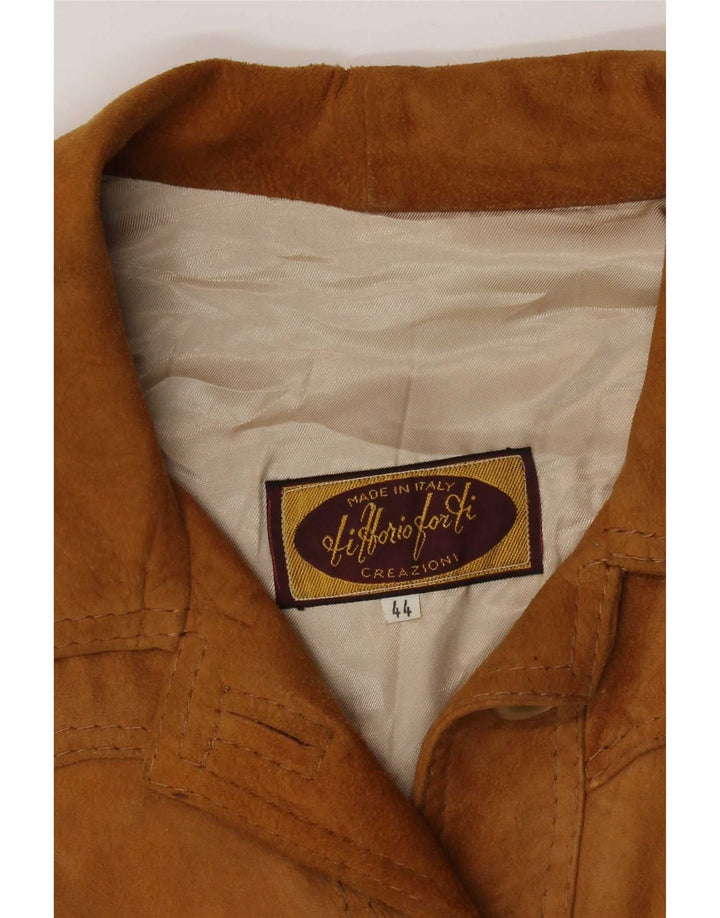 Jaqueta bomber feminina vintage de camurça IT 44 marrom médio retrô