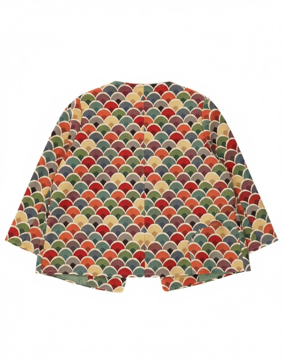 Jaqueta blazer feminina vintage manga 3/4 UK 12 média multicolorida