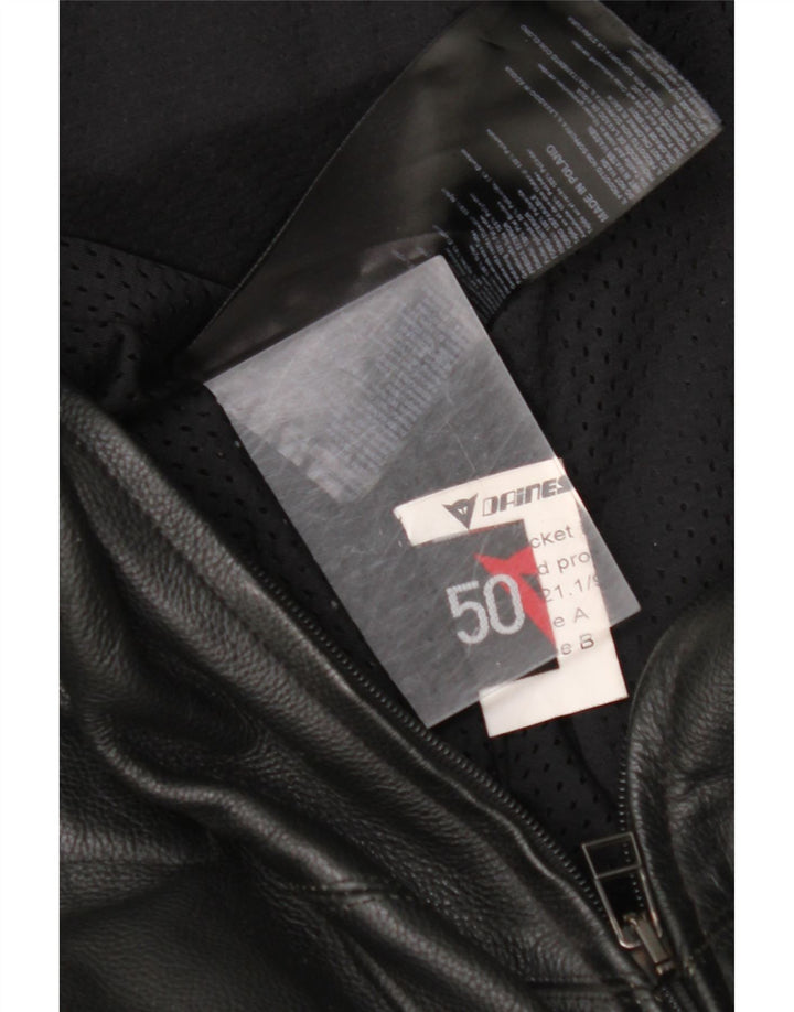 Jaqueta masculina de couro gráfico DAINESE Racer IT 50 grande couro preto