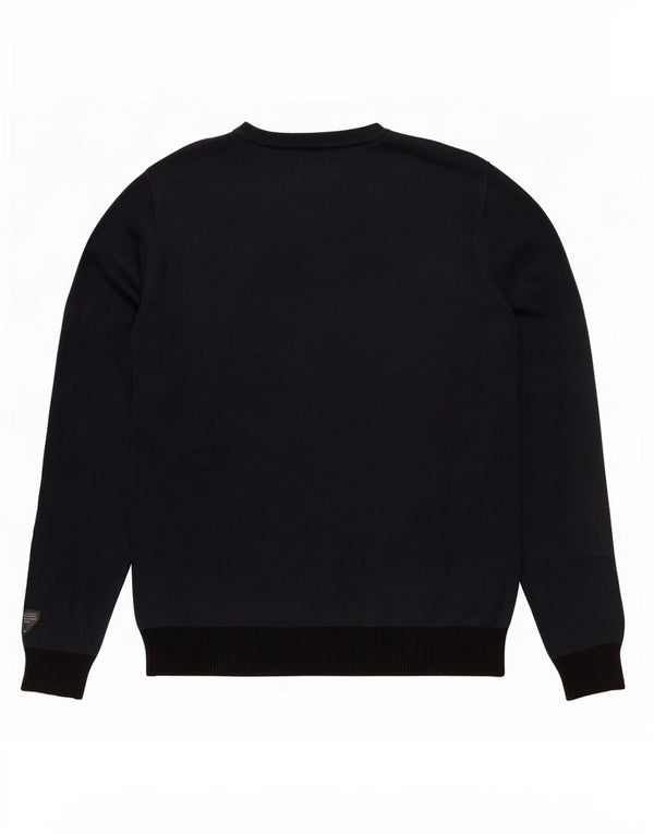 Jack & Jones Mens Crew Neck Jumper Sweater Medium Navy Blue Colourblock