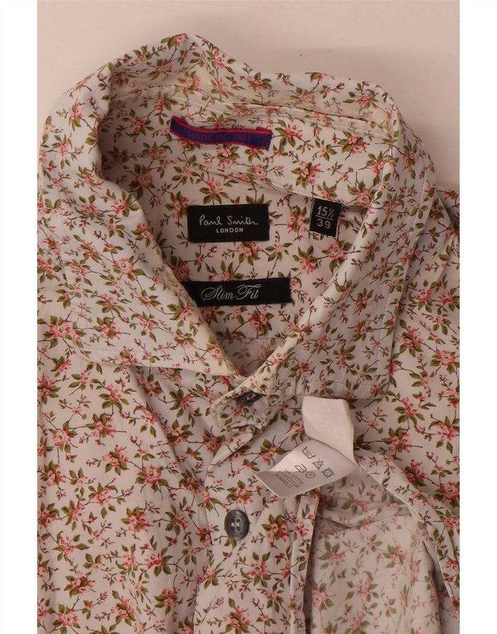 Camisa masculina Paul Smith Slim Fit tamanho 39 15 1/2 médio floral multicolorido