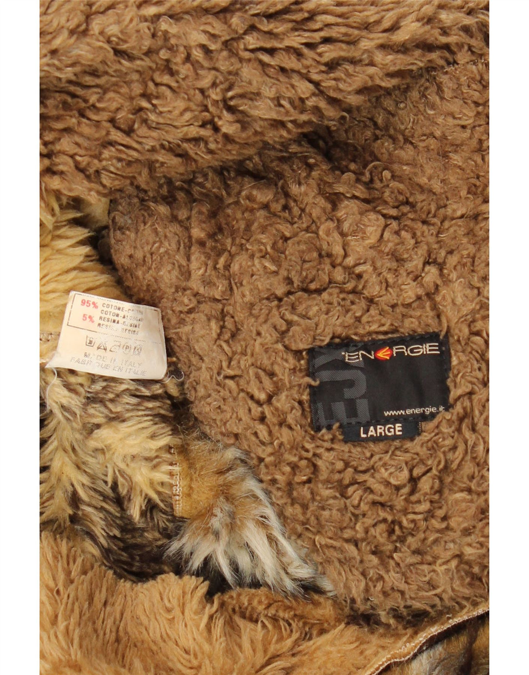 Jaqueta masculina Sherpa ENERGIE UK 40 grande marrom patchwork algodão