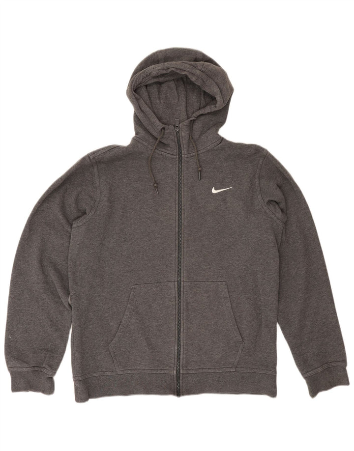 Suéter masculino NIKE com capuz e zíper cinza médio