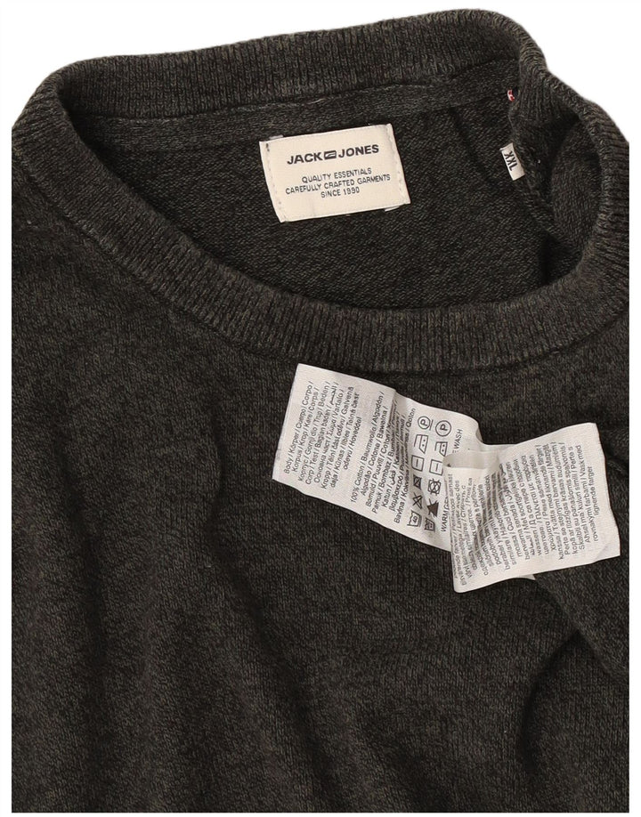 Jack & Jones Suéter masculino com gola redonda 2XL algodão cinza
