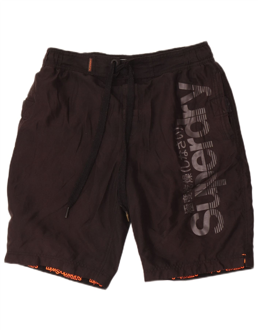 Shorts de natação masculinos Superdry Graphic médio preto poliéster