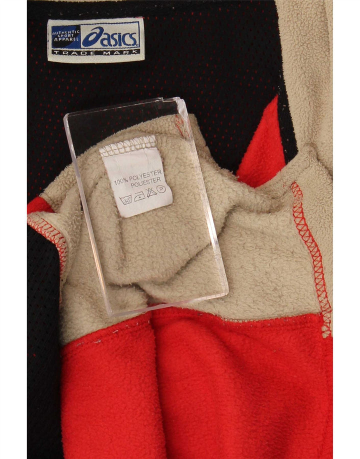 Asics Masculino Zip Neck Fleece Jumper XL Vermelho Colourblock Poliéster