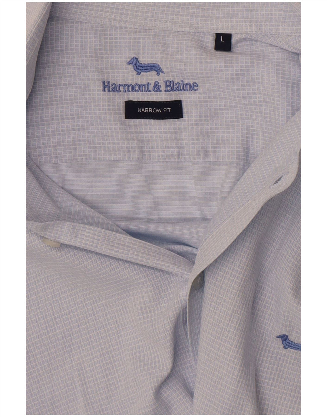 Camisa masculina Harmont & Blaine de ajuste estreito grande guingão azul