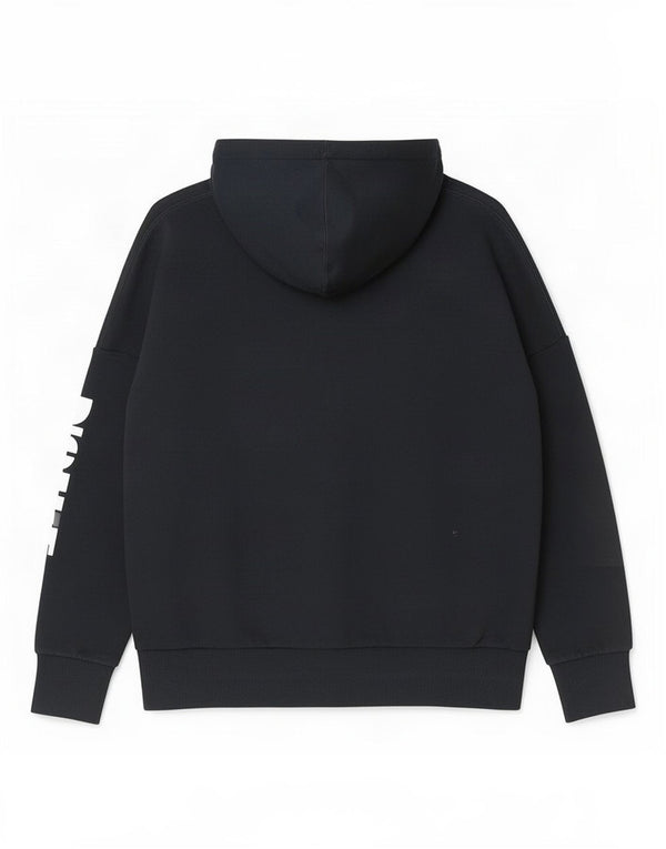 Suéter feminino Puma com capuz e zíper gráfico UK 14 grande algodão azul marinho