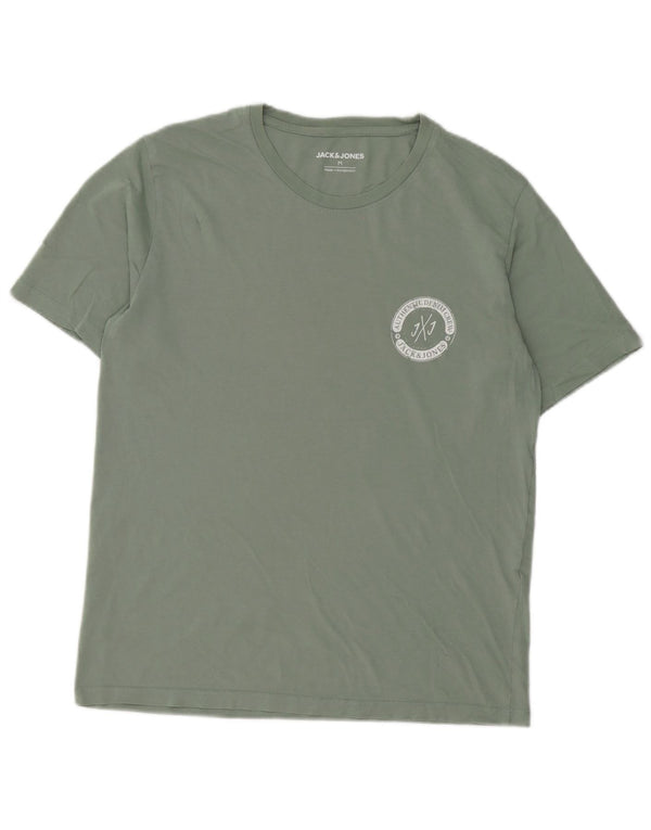 Camiseta masculina Jack & Jones Top de algodão verde médio