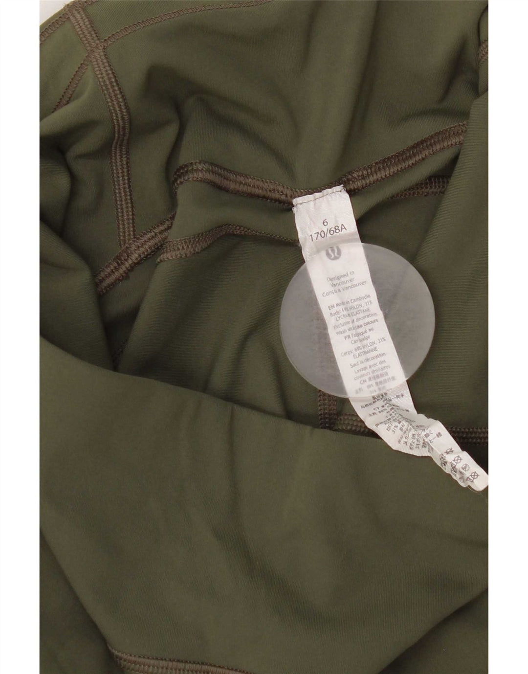 Lululemon Leggings feminino US 6 nylon manchado verde médio