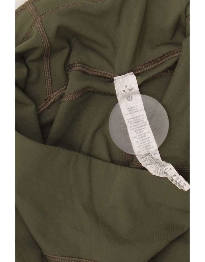 Lululemon Leggings feminino US 6 nylon manchado verde médio