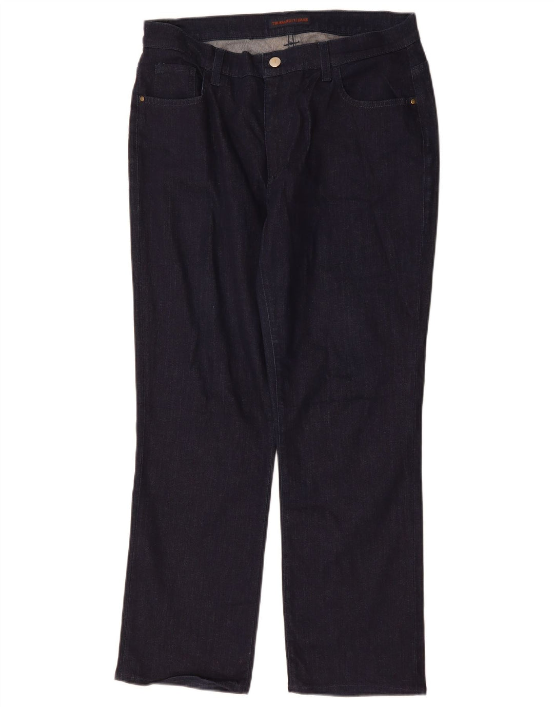 Jeans retos femininos Trussardi IT 48 XL W34 L28 azul marinho poliéster
