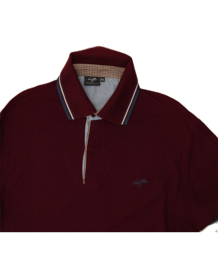 LOTTO Mens Polo Shirt 2XL Burgundy Cotton Vintage Lotto and Second-Hand Lotto from Messina Hembry 