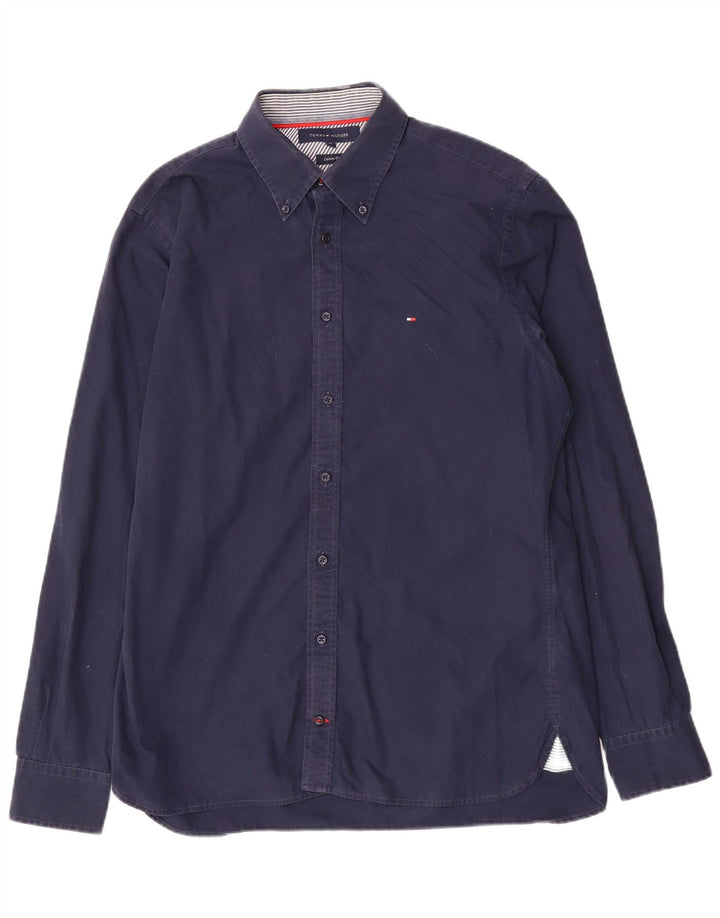 Camisa masculina Tommy Hilfiger Custom Fit média azul marinho