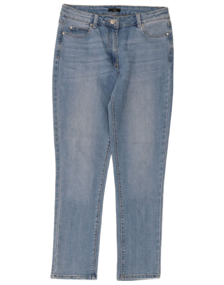 M&Co Jeans Slim Feminino UK 12 Médio W32 L27 Algodão Azul