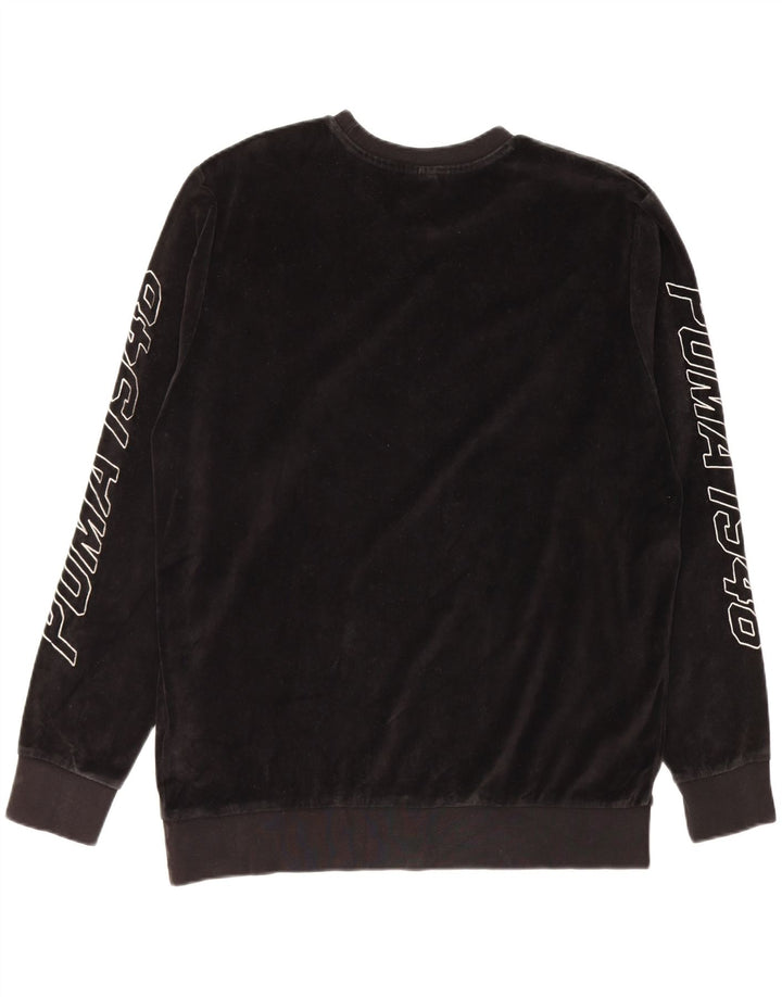PUMA Mens Velvet Graphic Sweatshirt Jumper Small Black Cotton