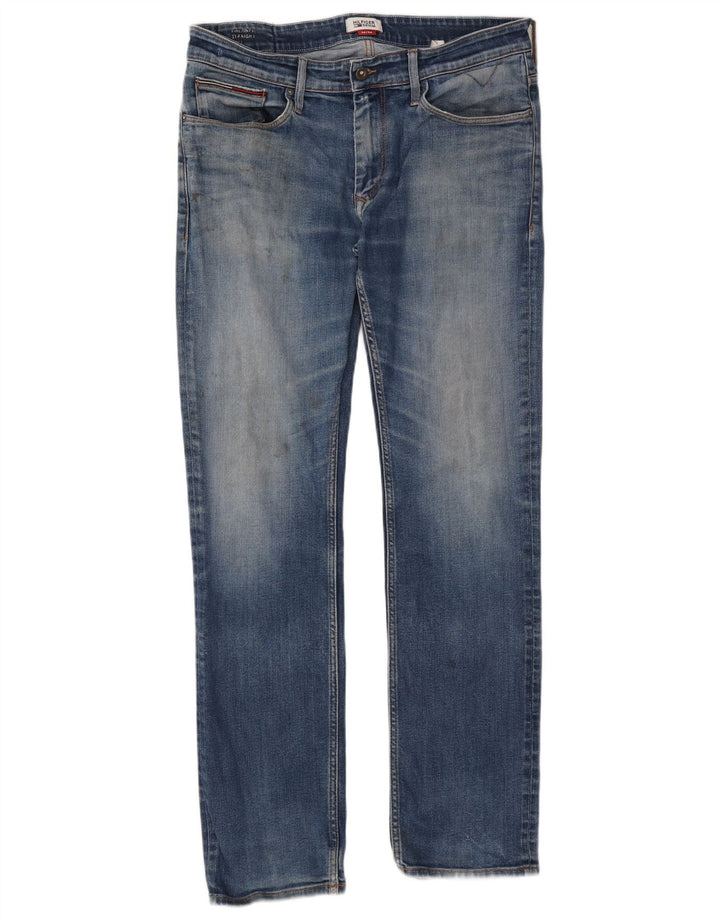 Jeans retos masculinos Tommy Hilfiger W36 L34 algodão azul