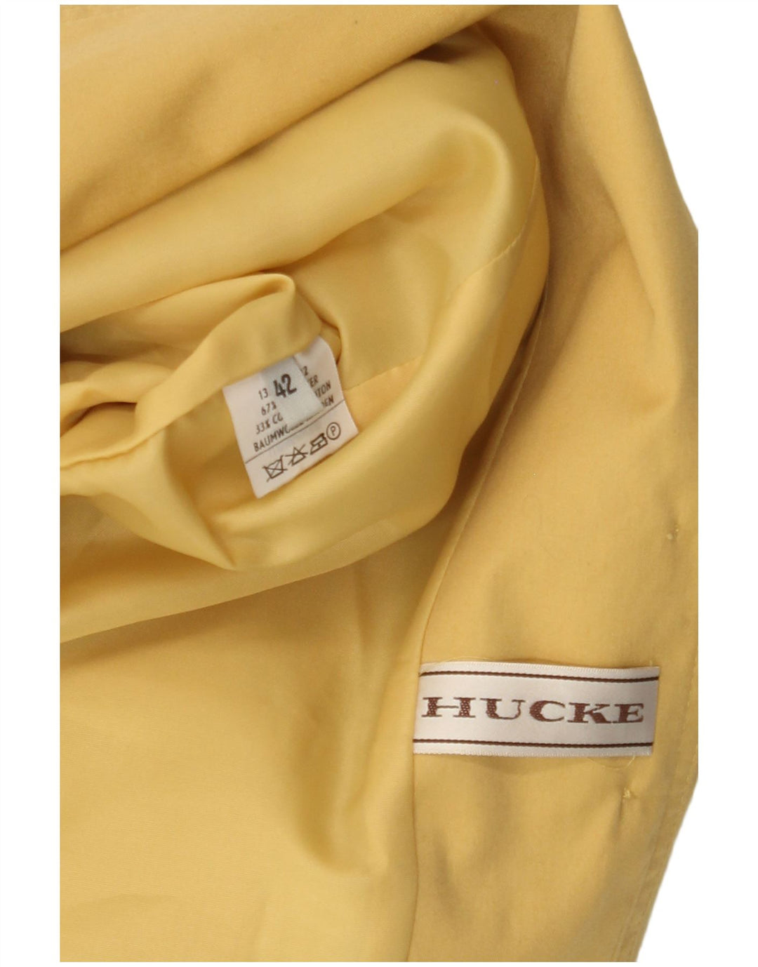 Jaqueta blazer feminina Hucke crop 3 botões UE 42 grande algodão amarelo