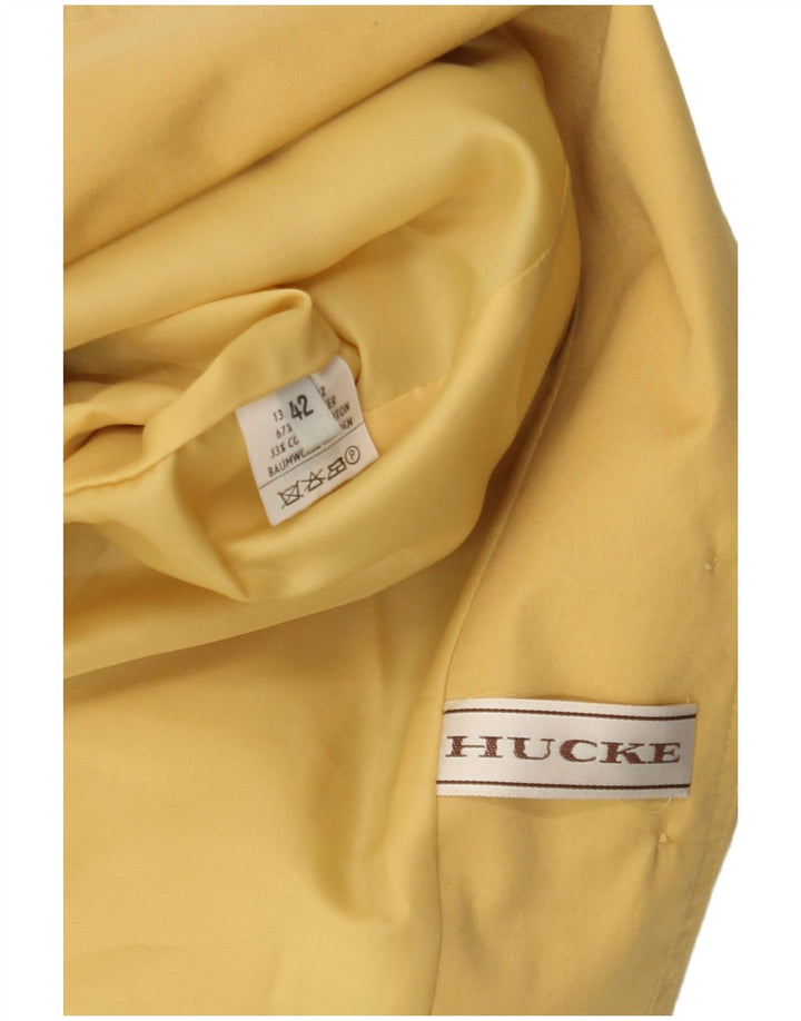 Jaqueta blazer feminina Hucke crop 3 botões UE 42 grande algodão amarelo