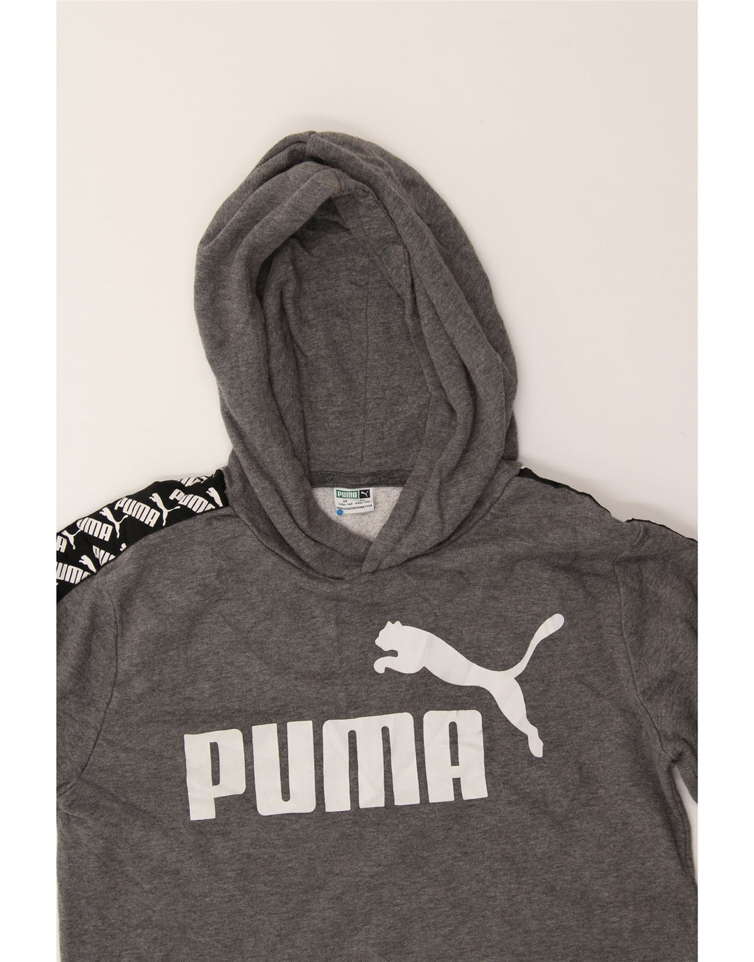 PUMA Boys Graphic Hoodie Jumper 14-15 Years Grey Cotton Vintage Puma and Second-Hand Puma from Messina Hembry 