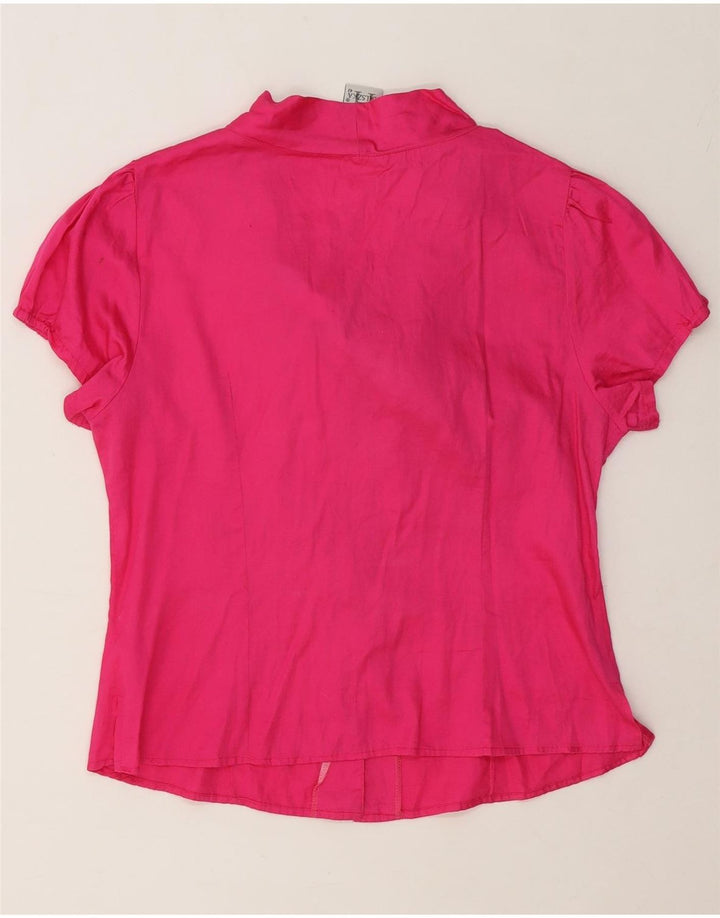 Blusa feminina VINTAGE com gravata frontal IT 42 rosa médio