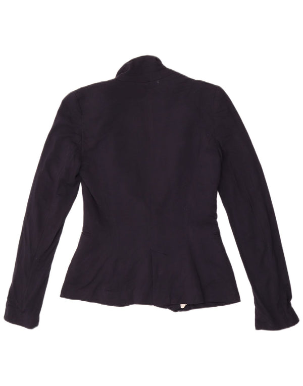 Jaqueta blazer feminina ZARA com 1 botão UK 6 XS azul marinho viscose