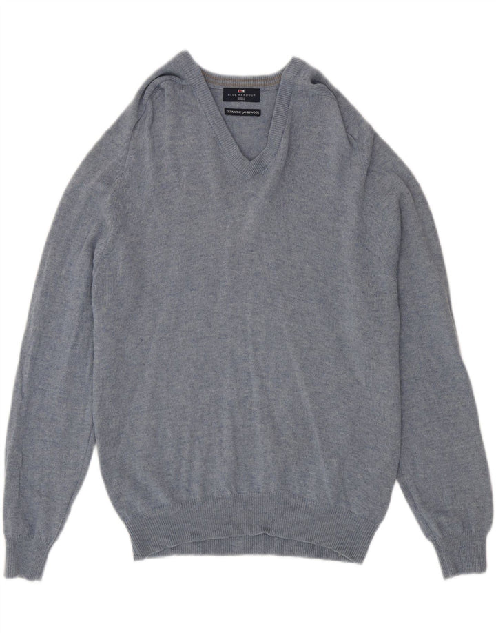 Suéter masculino Marks & Spencer Blue Harbor com decote em V azul médio