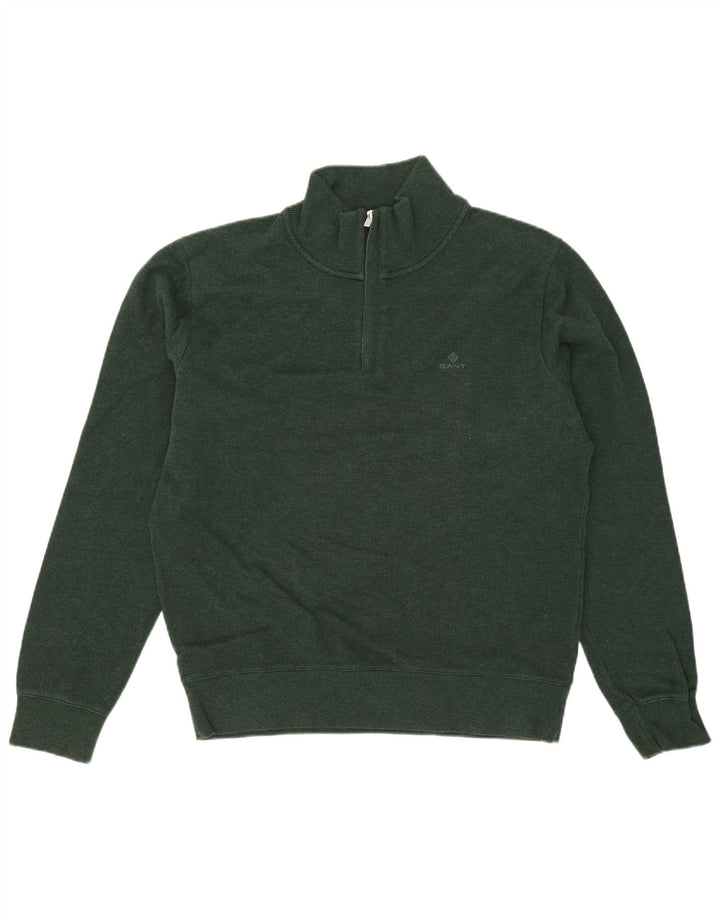 Suéter masculino Gant com zíper e gola em algodão verde grande
