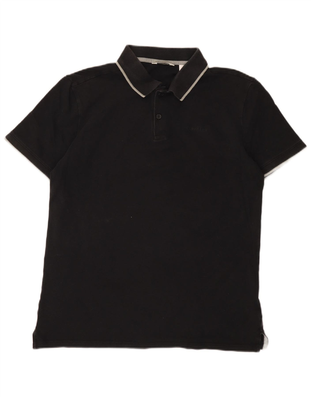 Camisa polo masculina Calvin Klein de algodão preto médio