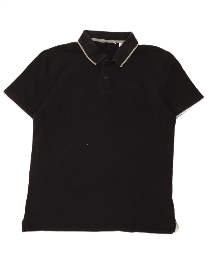Camisa polo masculina Calvin Klein de algodão preto médio