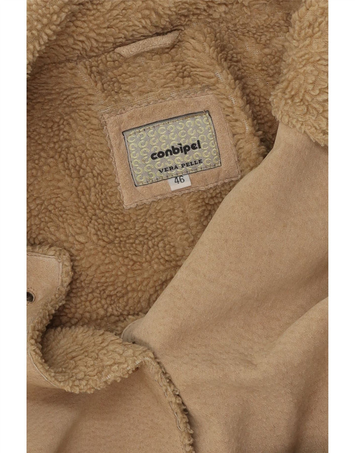 CONBIPEL Womens Suede Sherpa Overcoat IT 46 Large Beige Vintage Conbipel and Second-Hand Conbipel from Messina Hembry 
