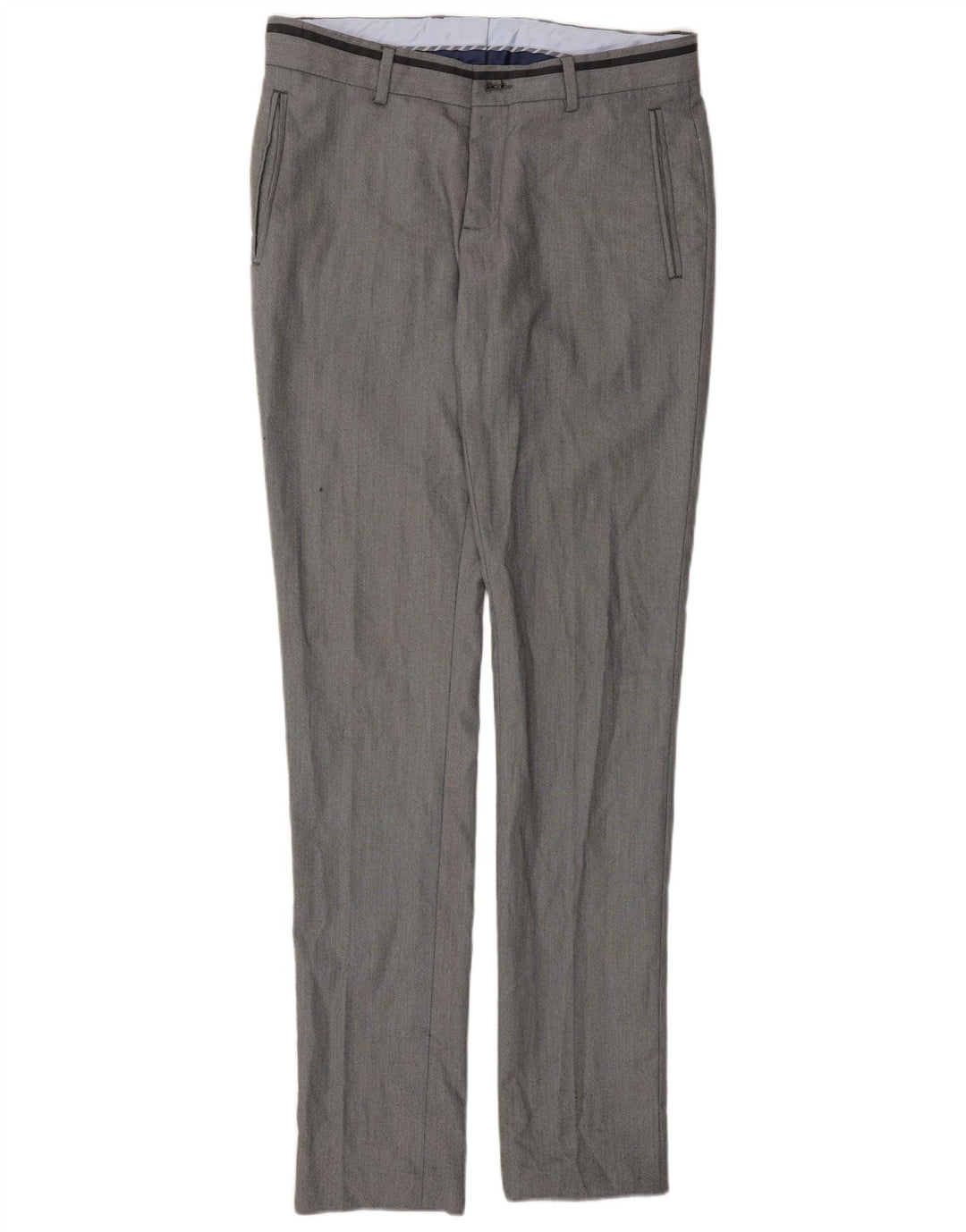 Zara Mens Slim Chino Calças EU 38 Médio W30 L33 Poliéster Cinza