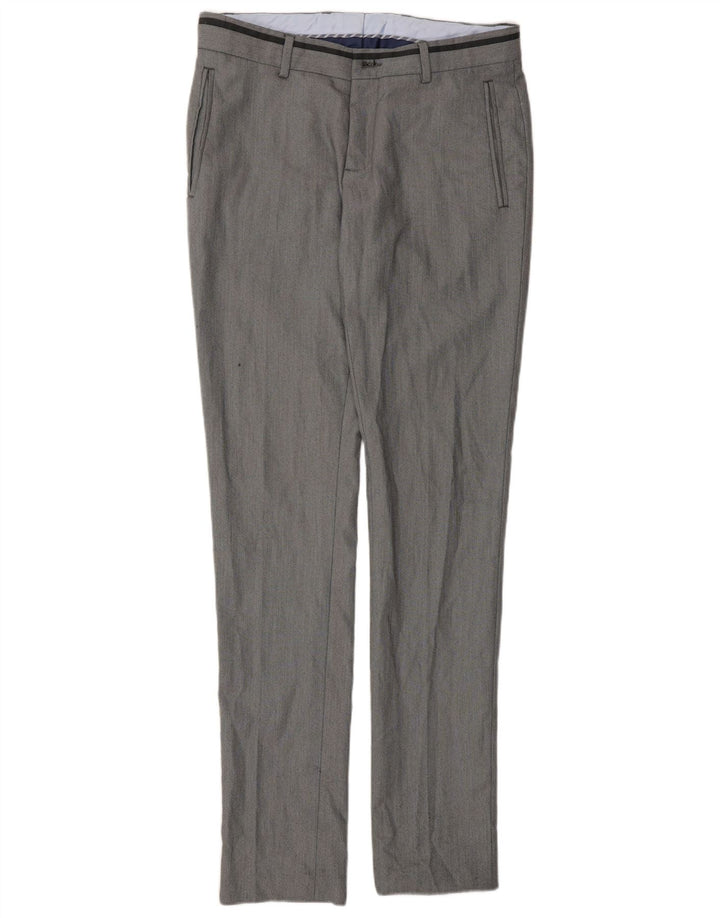 Zara Mens Slim Chino Calças EU 38 Médio W30 L33 Poliéster Cinza