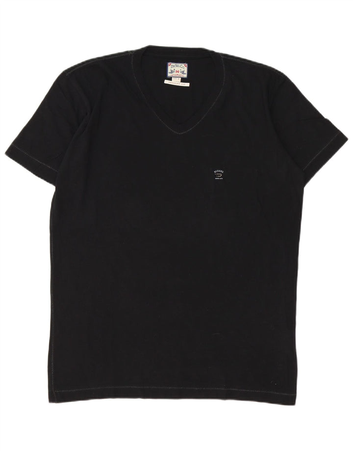 Camiseta masculina Diesel Regular Fit Top Médio Algodão Preto