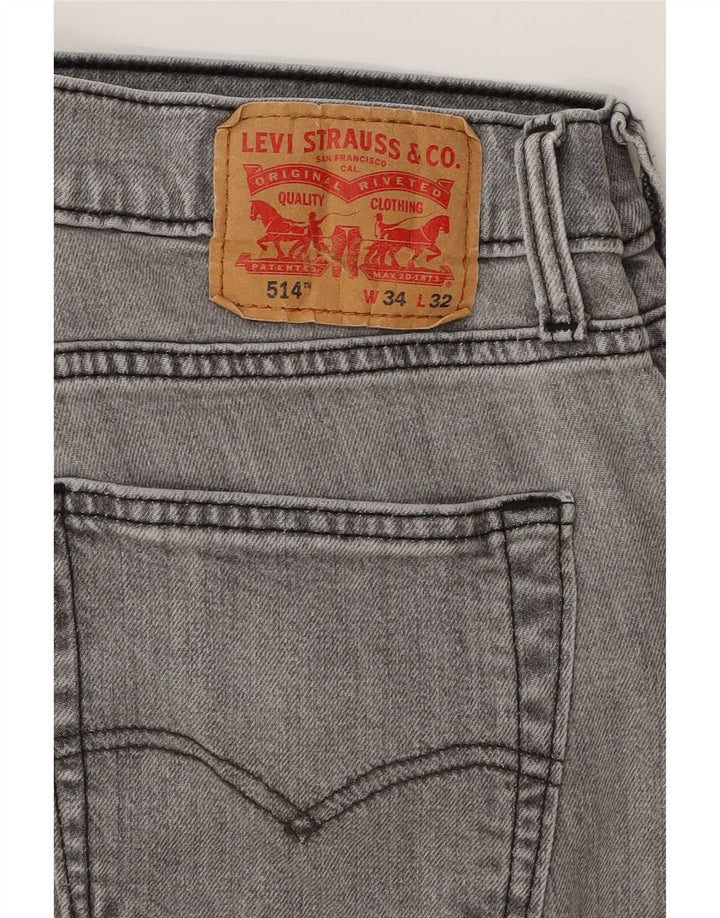 Calça jeans masculina Levi's 514 Straight W34 L32 cinza algodão
