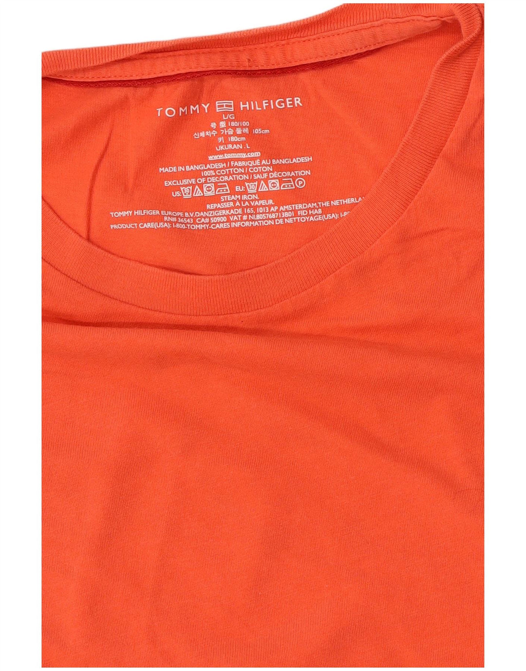 Camiseta masculina Tommy Hilfiger grande algodão laranja