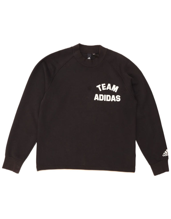ADIDAS Mens Graphic Sweatshirt Jumper Grande Algodão Preto