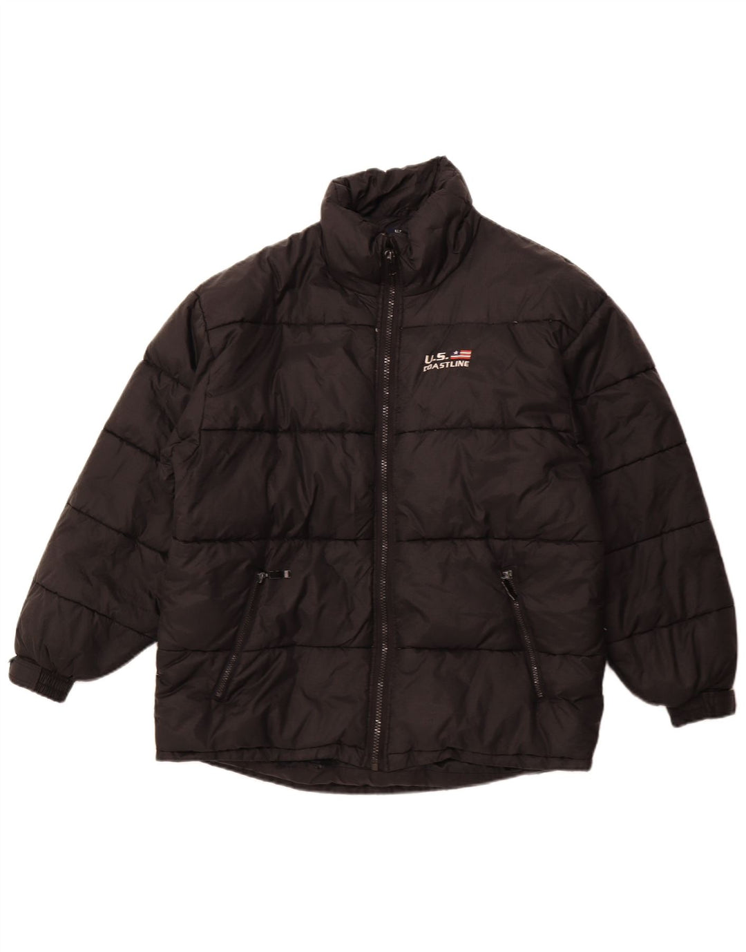 Jaqueta acolchoada masculina vintage UK 42 XL poliéster preto