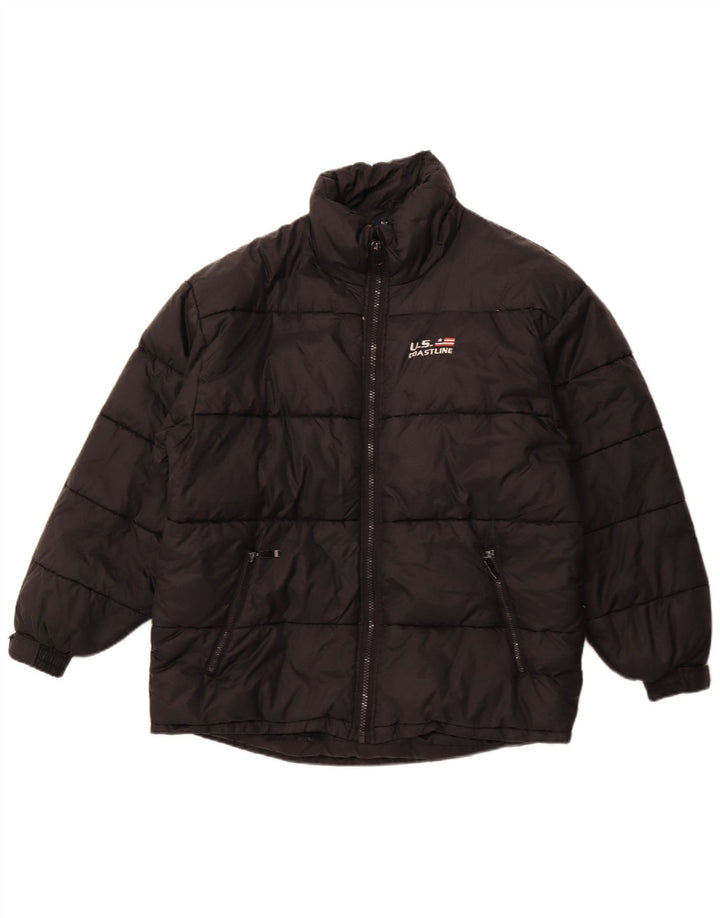 Jaqueta acolchoada masculina vintage UK 42 XL poliéster preto