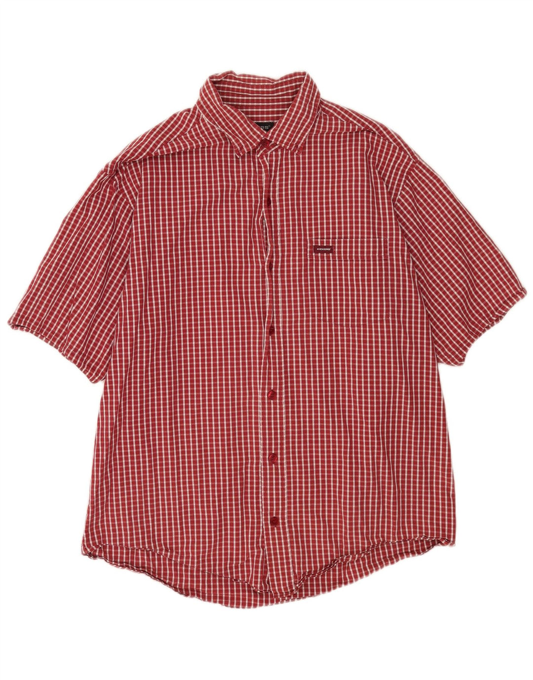 Camisa masculina de manga curta Kickers grande algodão xadrez vermelho
