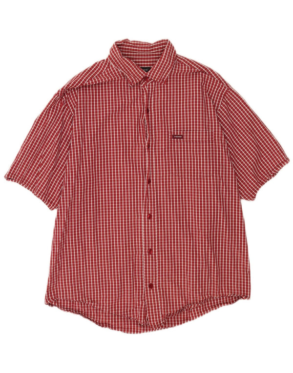 Camisa masculina de manga curta Kickers grande algodão xadrez vermelho