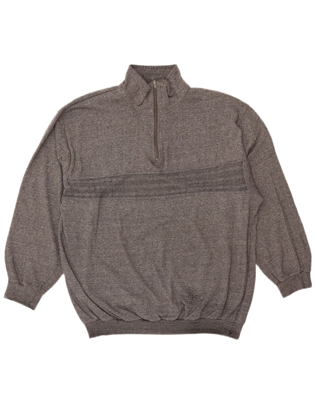 Suéter feminino VINTAGE com zíper e gola UK 18 XL cinza manchado