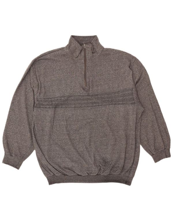 Suéter feminino VINTAGE com zíper e gola UK 18 XL cinza manchado