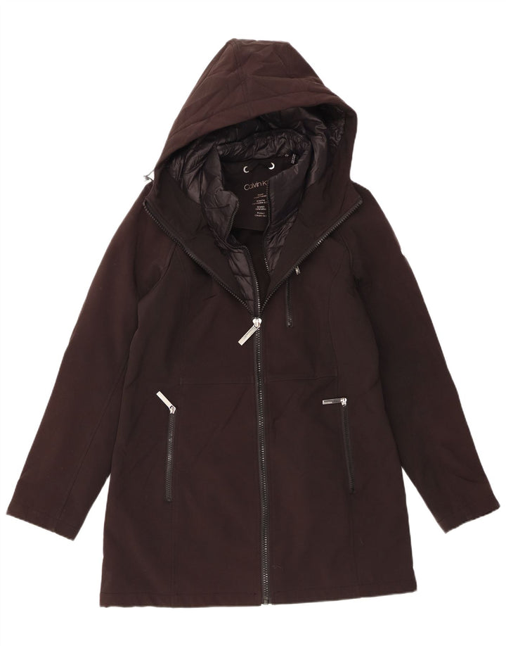 Jaqueta corta-vento feminina CALVIN KLEIN com capuz Reino Unido 14 poliéster preto médio