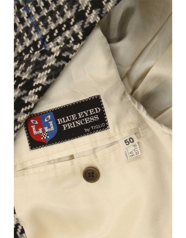 Jaqueta blazer masculina Tiglio com 2 botões IT 50 grande cinza houndstooth lã virgem