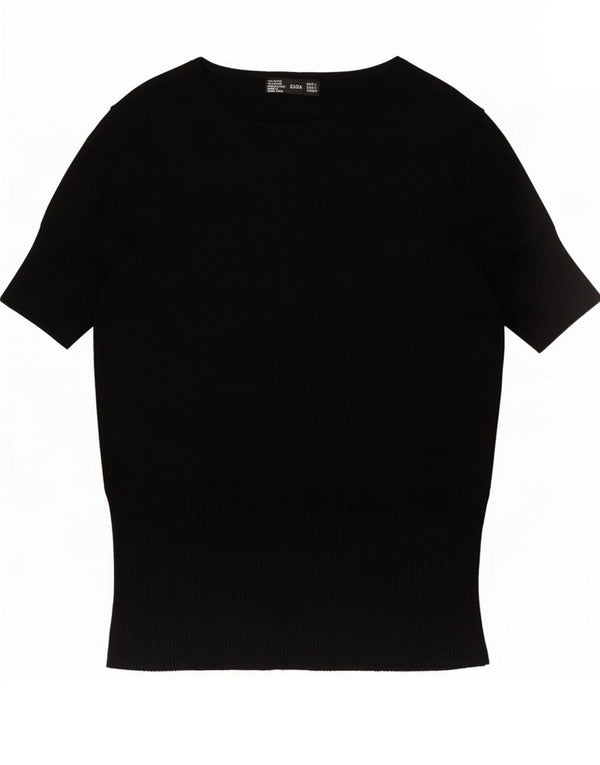 Camiseta feminina Zara UK 14 grande viscose preta