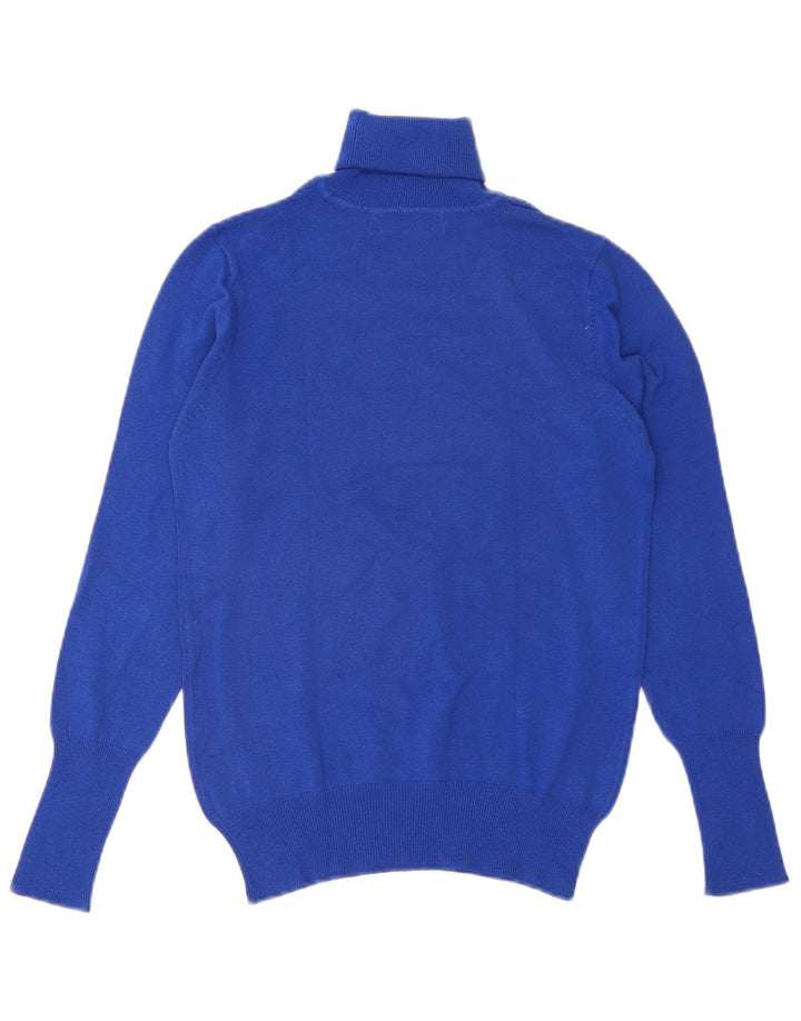 Zara Suéter feminino com gola redonda e gola redonda, tamanho grande, azul