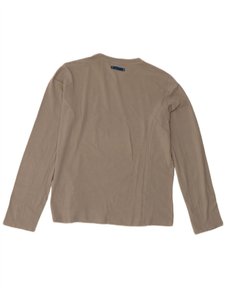 Trussardi Jeans Top gráfico feminino manga comprida Reino Unido 14 algodão cinza médio